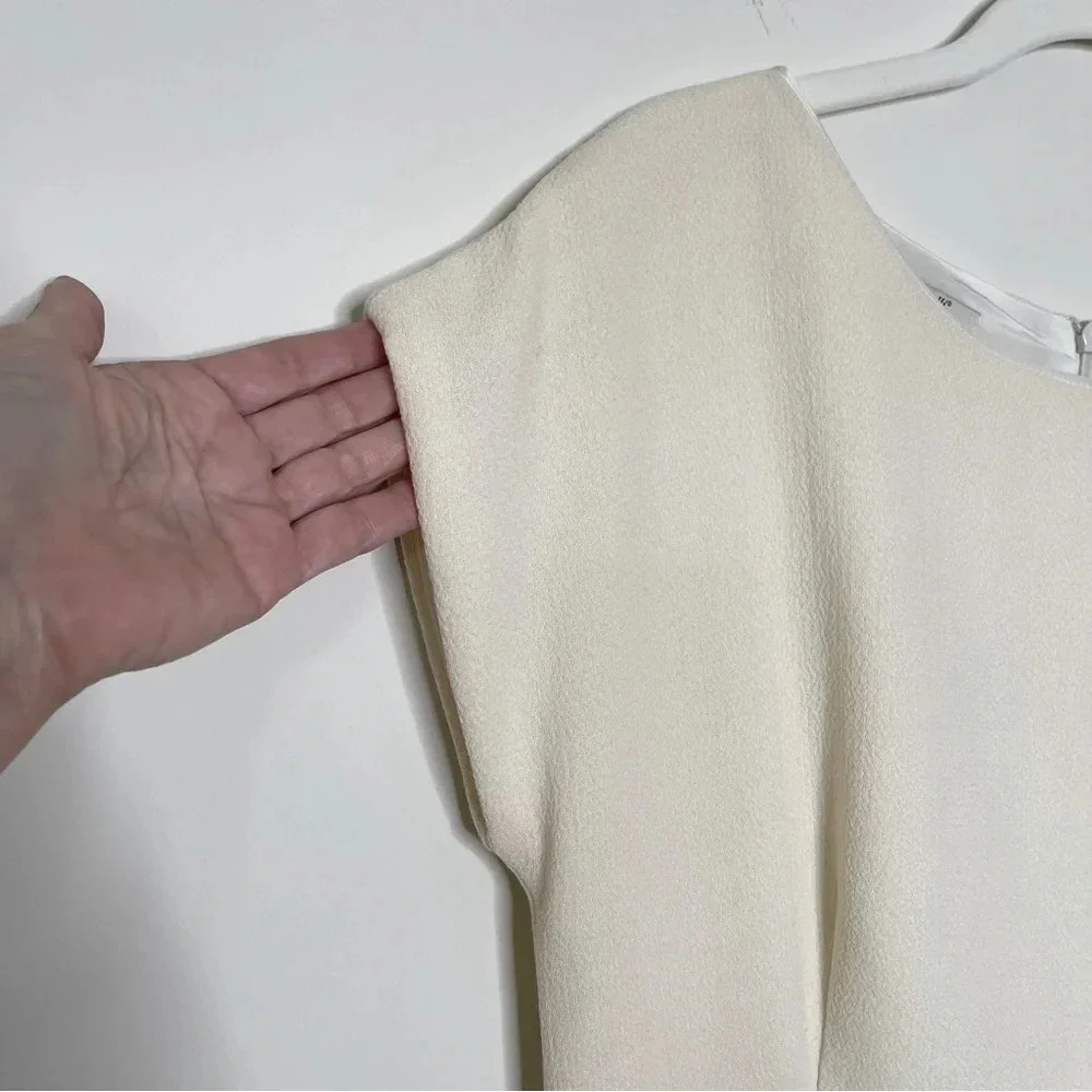 Santorelli Made In Italy Lenora Wool Silk Blend Cap Sleeve Dress Quiet Luxury View 2
